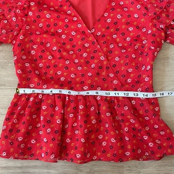 Madewell Tiered-Sleeve Peplum Top in Metallic Prairie Posies size 6 - Picture 10 of 15